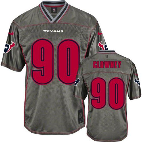 Houston Texans #90 Jadeveon Clowney Grey Men's Stitched Elite Vapor Jersey Men's