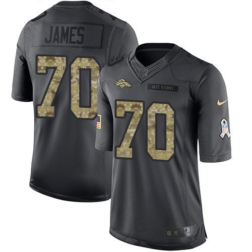 Denver Broncos #70 Ja'Wuan James Black Men's Stitched Limited 2016 Salute to Service Jersey Men's