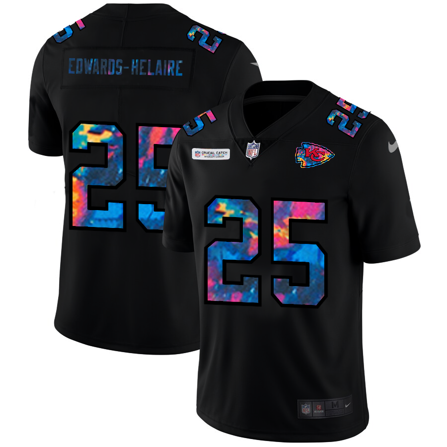 Kansas City Chiefs #25 Clyde Edwards-Helaire Men's Multi-Color Black 2020 Crucial Catch Vapor Untouchable Limited Jersey