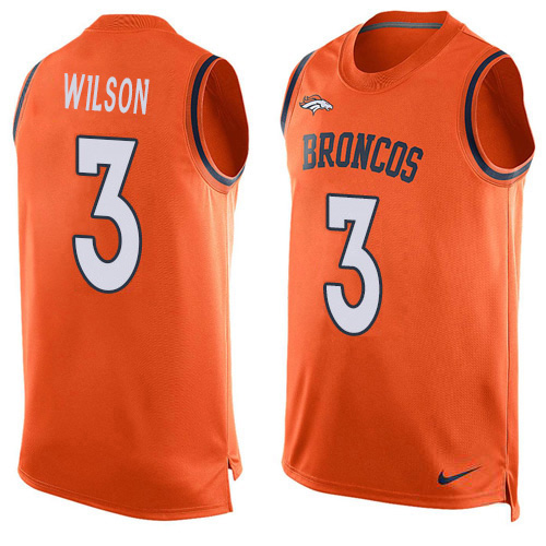 Broncos #3 Russell Wilson Orange Team Color Men's Stitched Limited Tank Top Jersey