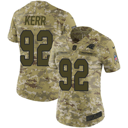 Carolina Panthers #92 Zach Kerr Camo Women's Stitched Limited 2018 Salute To Service Jersey Womens