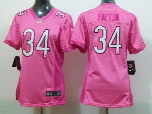 Bears #34 Walter Payton Pink Women's Be Luv'd Stitched Elite Jersey