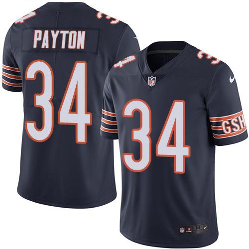 Bears #34 Walter Payton Navy Blue Team Color Men's Stitched Vapor Untouchable Limited Jersey