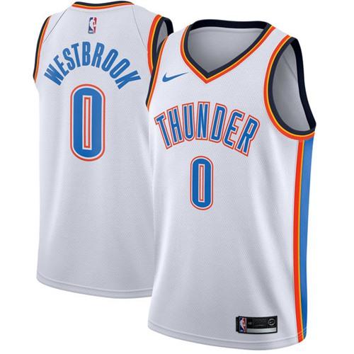 Oklahoma City Thunder #0 Russell Westbrook White Youth Swingman Association Edition Jersey Youth