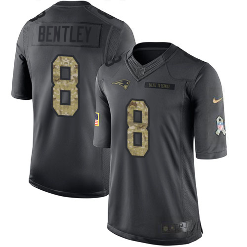 Patriots #8 Ja'Whaun Bentley Black Men's Stitched Limited 2016 Salute To Service Jersey