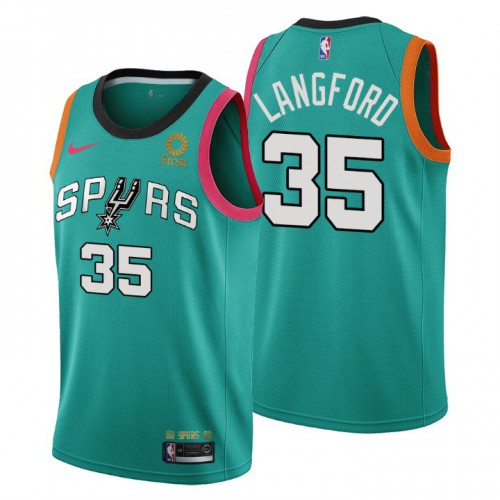 San Antonio Spurs #35 Romeo Langford Mens 2022-23 City Edition Jersey - Cherry Blossom Teal Mens