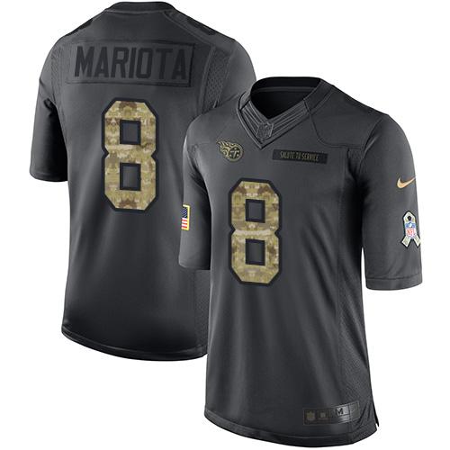 Tennessee Titans #8 Marcus Mariota Black Men's Stitched Limited 2016 Salute To Service Jersey Men's