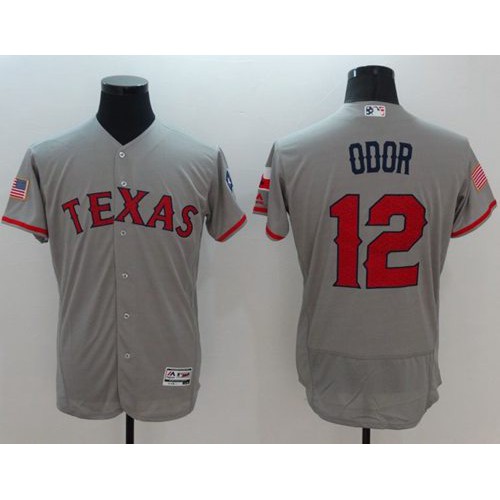 Texas Rangers #12 Rougned Odor Grey Fashion Stars & Stripes Flexbase Authentic Stitched Jersey Men's