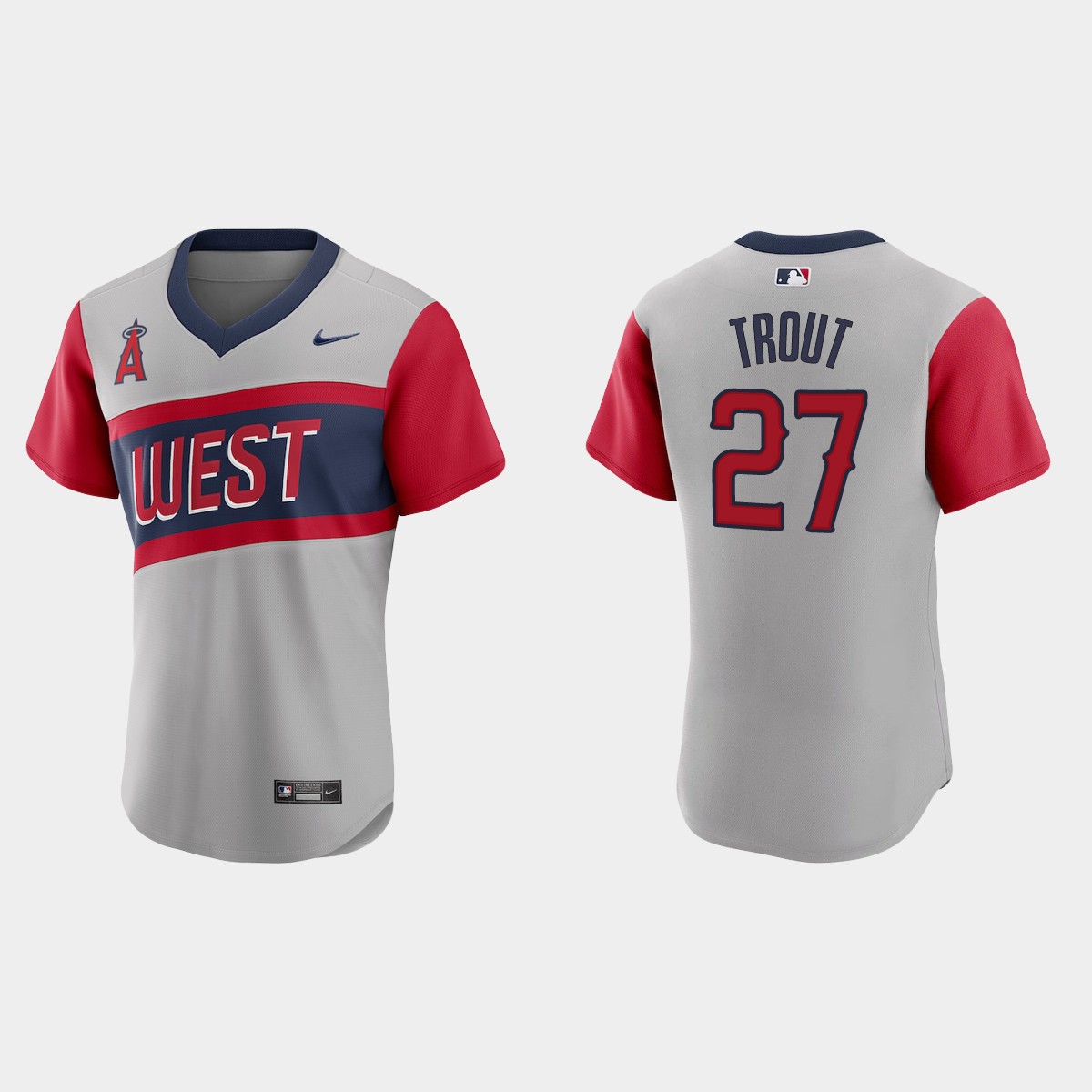Los Angeles Angels #27 Mike Trout Men's Gray 2021 Little League Classic Authentic Jersey