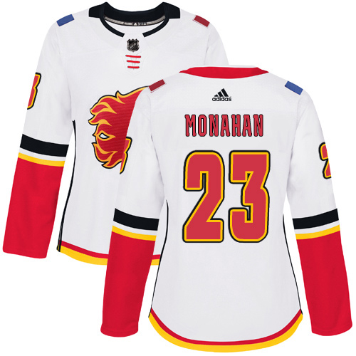 Adidas Calgary Flames #23 Sean Monahan White Road Authentic Women's Stitched Jersey Womens