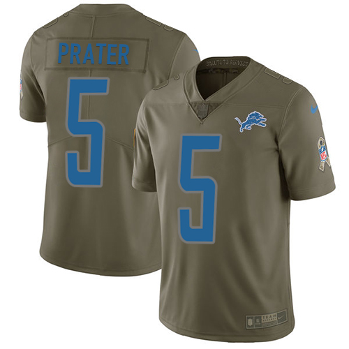 Detroit Lions #5 Matt Prater Olive Youth Stitched Limited 2017 Salute to Service Jersey Youth