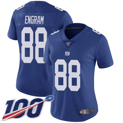 New York Giants #88 Evan Engram Royal Blue Team Color Women's Stitched 100th Season Vapor Limited Jersey Womens