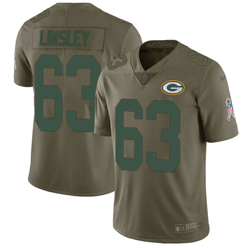 Green Bay Packers #63 Corey Linsley Olive Men's Stitched Limited 2017 Salute To Service Jersey Men's