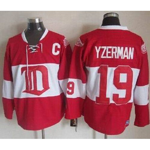 Detroit Red Wings #19 Steve Yzerman Red Winter Classic CCM Throwback Stitched Jersey Men's