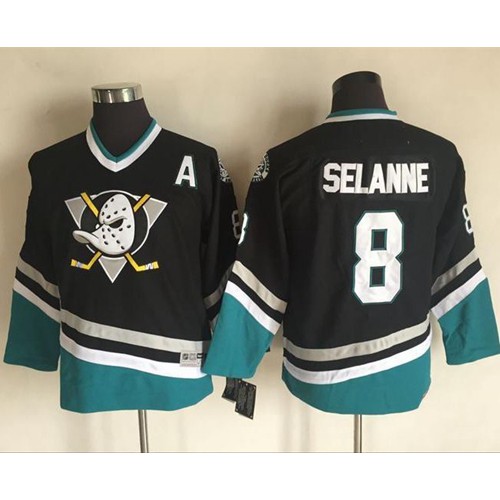 Anaheim Ducks #8 Teemu Selanne Black CCM Throwback Youth Stitched Jersey Youth