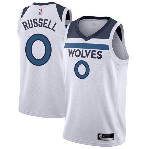 Minnesota Timberwolves #0 DAngelo Russell White Swingman Association Edition Jersey Mens