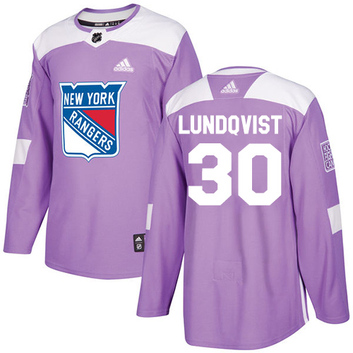 Adidas New York Rangers #30 Henrik Lundqvist Purple Authentic Fights Cancer Stitched Youth Jersey Youth