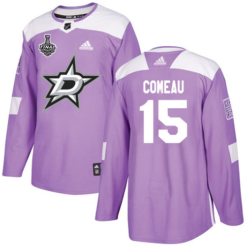 Adidas Dallas Stars #15 Blake Comeau Purple Authentic Fights Cancer 2020 Stanley Cup Final Stitched Jersey Men's