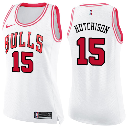 Chicago Bulls #15 Chandler Hutchison White/Pink Womens Swingman Fashion Jersey Womens