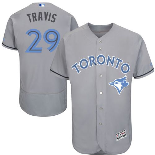Toronto Blue Jays #29 Devon Travis Grey Flexbase Authentic Collection Father's Day Stitched Jersey Men's