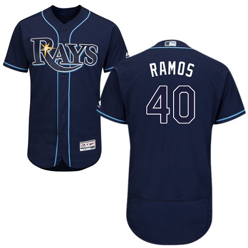 Tampa Bay Rays #40 Wilson Ramos Dark Blue Flexbase Authentic Collection Stitched Jersey Men's