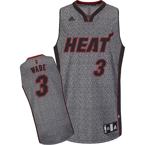 Miami Heat #3 Dwyane Wade Grey Static Fashion Stitched Jersey Mens