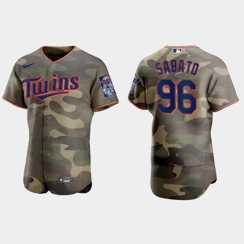Minnesota Minnesota Twins #96 Aaron Sabato Men's 2021 Armed Forces Day Authentic Jersey -Camo Men's