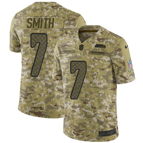 Seahawks #7 Geno Smith Camo Youth Stitched Limited 2018 Salute To Service Jersey