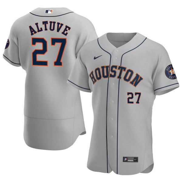 Men's Houston Astros 27 Authentic Gray Road 2020 Jose Altuve Jersey