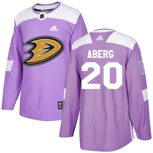 Adidas Anaheim Ducks #20 Pontus Aberg Purple Authentic Fights Cancer Stitched Jersey Men's
