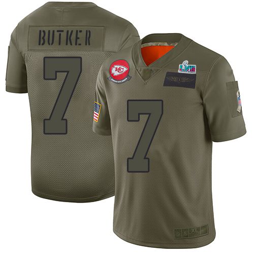 Chiefs #7 Harrison Butker Camo Super Bowl LVII Patch Youth Stitched Limited 2019 Salute To Service Jersey