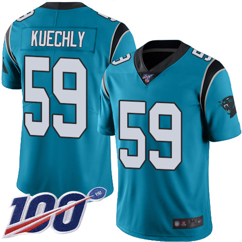 Carolina Panthers #59 Luke Kuechly Blue Alternate Men's Stitched 100th Season Vapor Limited Jersey Men's
