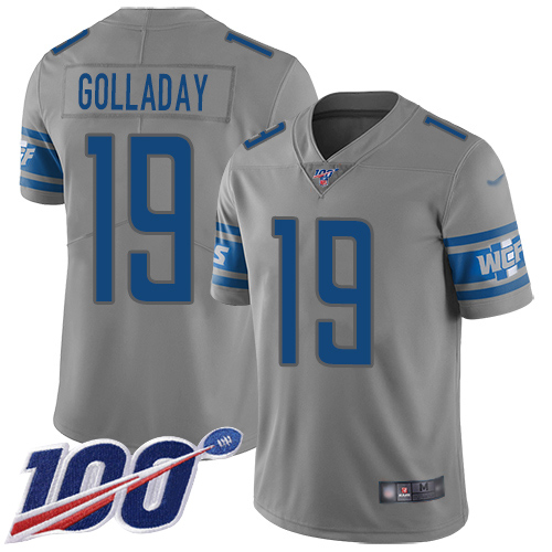Detroit Lions #19 Kenny Golladay Gray Youth Stitched Limited Inverted Legend 100th Season Jersey Youth