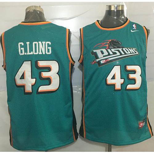 Detroit Pistons #43 Grant Long Green Throwback Stitched Jersey Mens