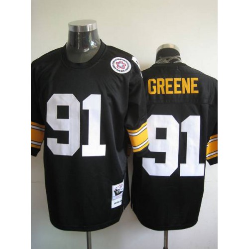 Mitchell And Ness Pittsburgh Steelers #91 Kevin Greene Black Stitched Throwback Jersey Men's