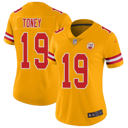 Chiefs #19 Kadarius Toney Gold Women's Stitched Limited Inverted Legend 100th Season Jersey
