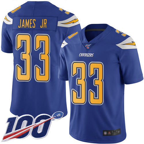 Chargers #33 Derwin James Jr Electric Blue Youth Stitched Limited Rush 100th Season Jersey