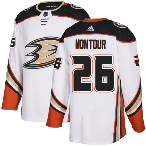 Adidas Anaheim Ducks #26 Brandon Montour White Road Authentic Youth Stitched Jersey Youth