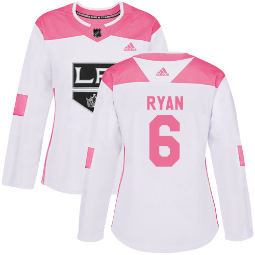 Adidas Los Angeles Kings #6 Joakim Ryan White/Pink Authentic Fashion Women's Stitched Jersey Womens