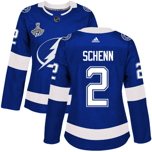 Adidas Tampa Bay Lightning #2 Luke Schenn Blue Home Authentic Women's 2020 Stanley Cup Champions Stitched Jersey Womens