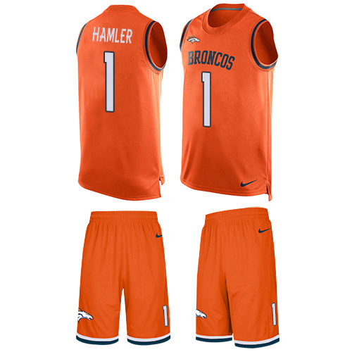 Broncos #1 KJ Hamler Orange Team Color Men's Stitched Limited Tank Top Suit Jersey