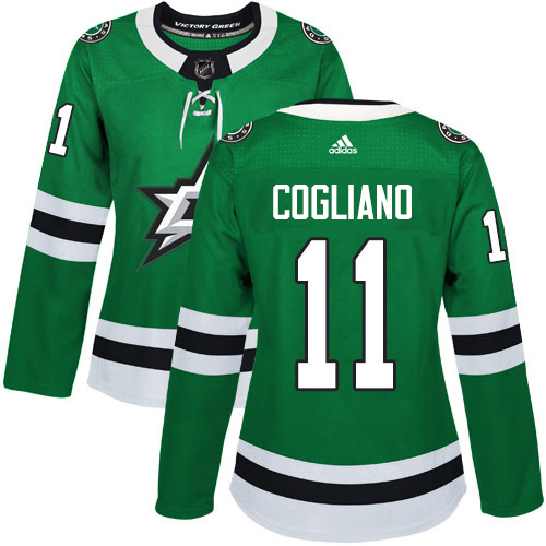 Adidas Dallas Stars #11 Andrew Cogliano Green Home Authentic Women's Stitched Jersey Womens