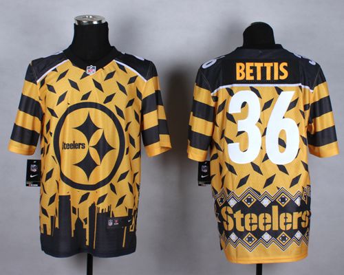 Steelers #36 Jerome Bettis Gold Men's Stitched Elite Noble Fashion Jersey