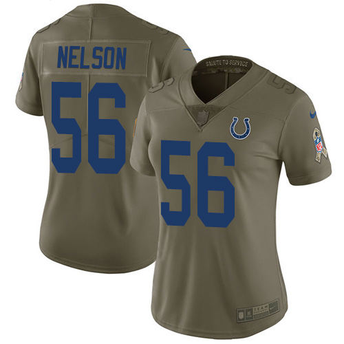 Colts #56 Quenton Nelson Olive Women's Stitched Limited 2017 Salute To Service Jersey