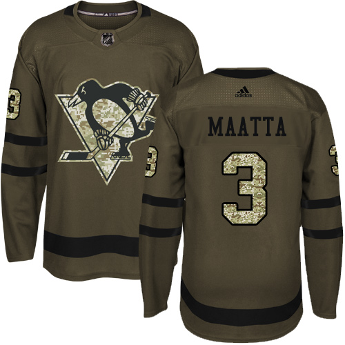 Adidas Pittsburgh Penguins #3 Olli Maatta Green Salute to Service Stitched Youth Jersey Youth
