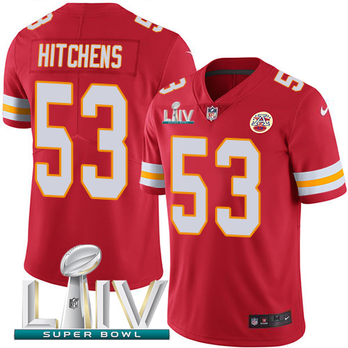 Kansas City Chiefs #53 Anthony Hitchens Red Super Bowl LIV 2020 Team Color Men's Stitched Vapor Untouchable Limited Jersey Men's