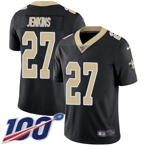 New Orleans Saints #27 Malcolm Jenkins Black Team Color Men's Stitched 100th Season Vapor Untouchable Limited Jersey Men's