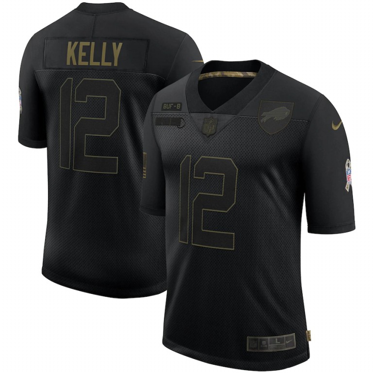 Buffalo Bills #12 Jim Kelly 2020 Salute To Service Retired Limited Jersey Black