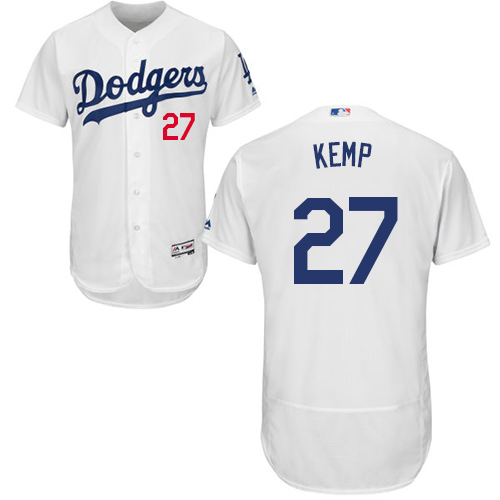 Los Angeles Dodgers #27 Matt Kemp White Flexbase Authentic Collection Stitched Jersey Men's