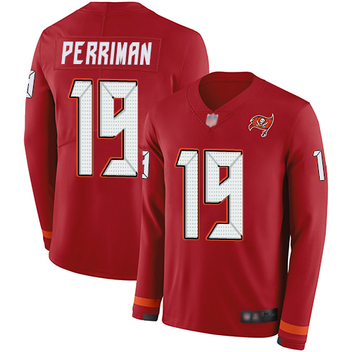 Tampa Bay Buccaneers #19 Breshad Perriman Red Team Color Youth Stitched Limited Therma Long Sleeve Jersey Youth